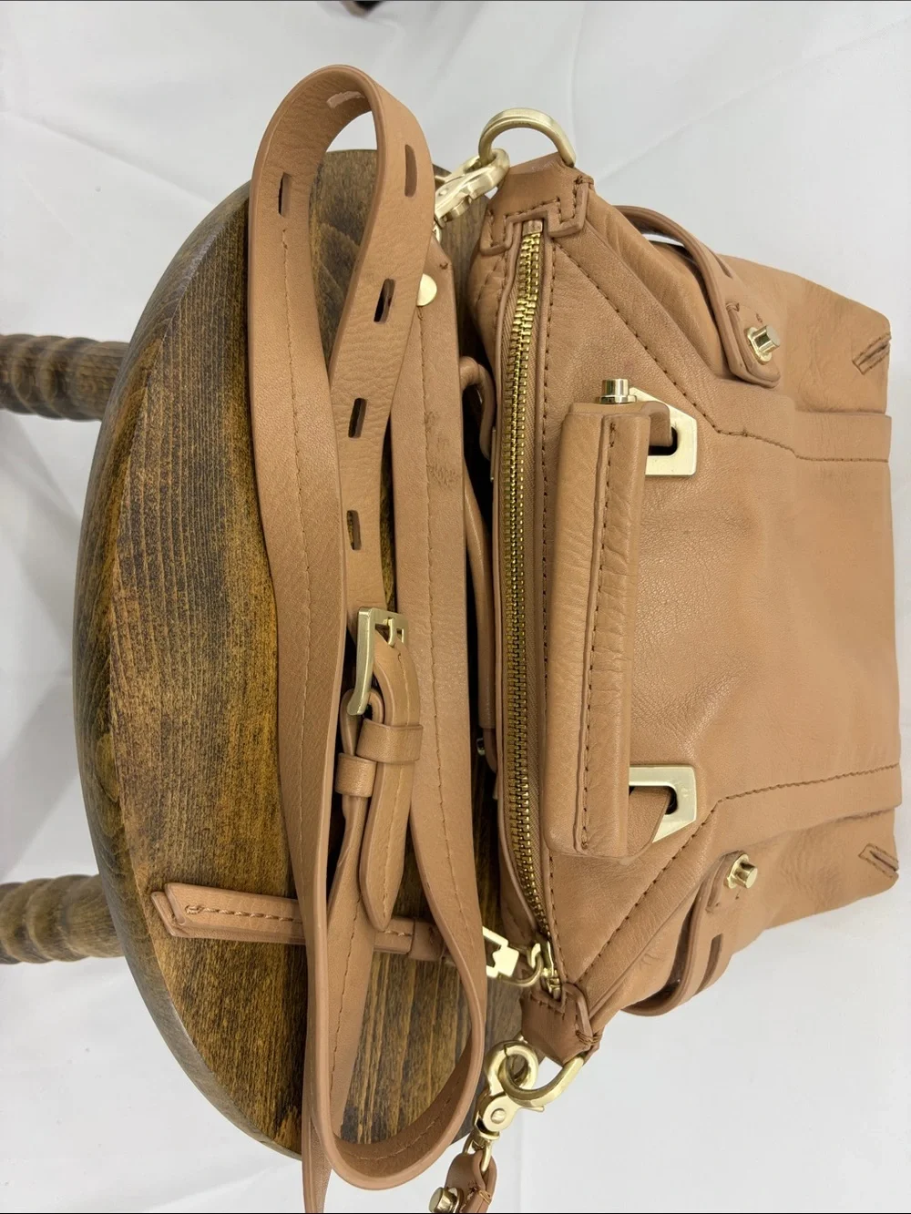 Botkier Flatiron Mini Satchel Small Camel Tan Leather Purse Crossbody Bag